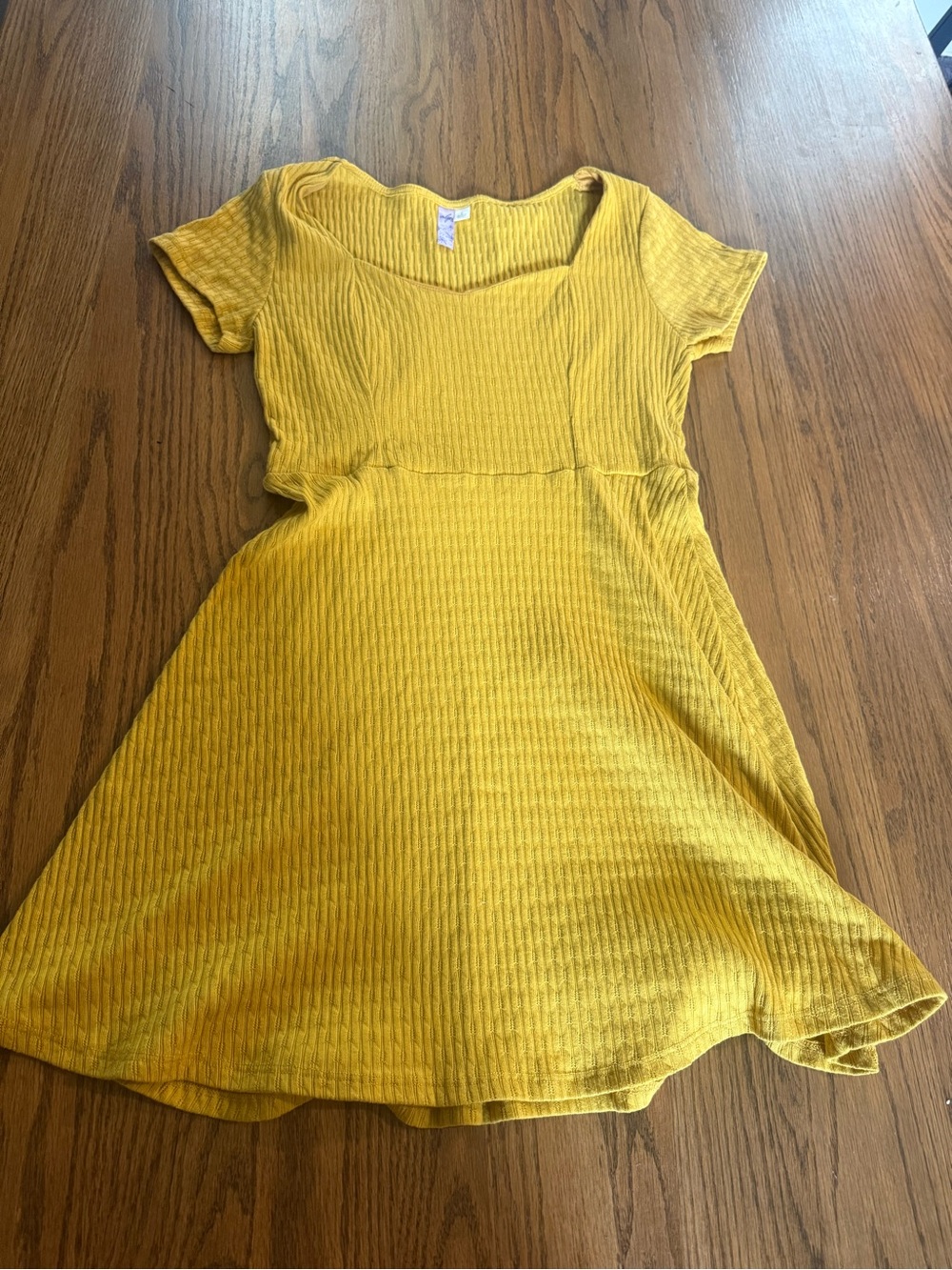 Alyx Mustard Yellow Ribbed Short-Sleeve Skater Dress